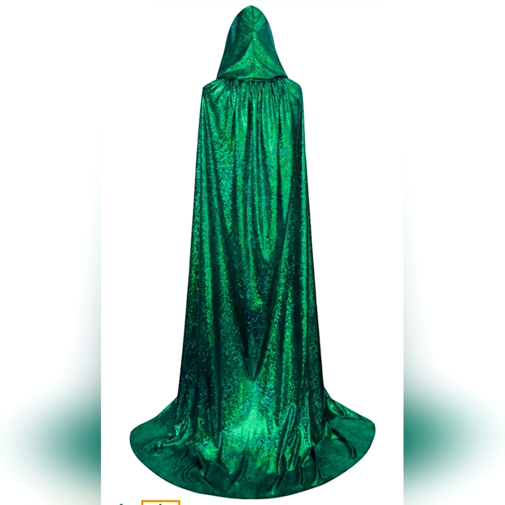 L/XL/ONE SIZE Green shimmer Faux Snake Skin Hooded Cape
